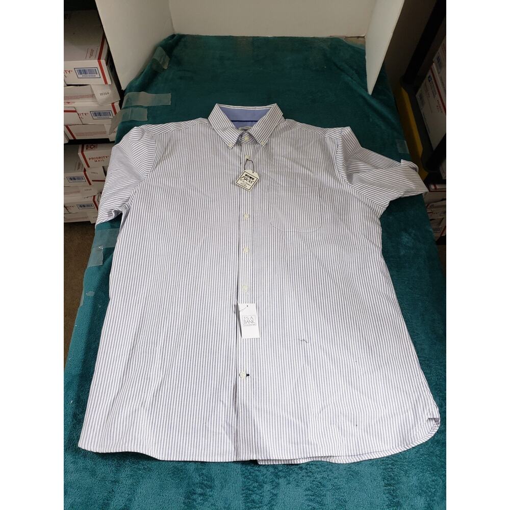 Jos A Bank Shirt Size Extra Large Mens Blue Striped Button Up Work Career NWT